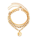 Flatfoosie 3pcs/set Vintage World Map Anklets For Women Gold Silver Color Metal Anklet Bracelet Boho Summer Beach Foot Jewelry daiiibabyyy