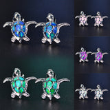 FDLK     Cute Sea Turtle Earring Creative Lovely Animal Imitation Fire Opal Ear Stud Earring For Women Girl Trendy Jewelry daiiibabyyy