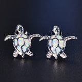 FDLK     Cute Sea Turtle Earring Creative Lovely Animal Imitation Fire Opal Ear Stud Earring For Women Girl Trendy Jewelry daiiibabyyy