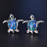 FDLK     Cute Sea Turtle Earring Creative Lovely Animal Imitation Fire Opal Ear Stud Earring For Women Girl Trendy Jewelry daiiibabyyy