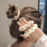 Elegant Lady Rubber Band Rope Pearl Hair Ring Girls Beaded Scrunchies Rubber Bands Ponytail Hair Accessories Elastic Headband daiiibabyyy