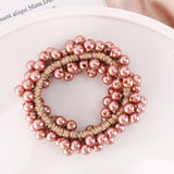 Elegant Lady Rubber Band Rope Pearl Hair Ring Girls Beaded Scrunchies Rubber Bands Ponytail Hair Accessories Elastic Headband daiiibabyyy