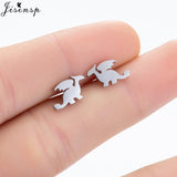 Mini Stainless Steel Earings Fashion Jewelry Small Animal Ear Studs Punk Cross Star Dragon Ballet Stud Earrings Pendientes Gifts daiiibabyyy