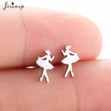 Mini Stainless Steel Earings Fashion Jewelry Small Animal Ear Studs Punk Cross Star Dragon Ballet Stud Earrings Pendientes Gifts daiiibabyyy