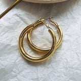 AENSOA Fashion Gold Color Oversize Hoop Earrings For Women Wide Big Metal Round Circle Statement Earrings Vintage Jewelry Gift daiiibabyyy
