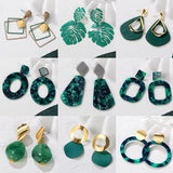 POXAM New Korean Statement Earrings for women Green Cute Arcylic Geometric Dangle Drop Gold Earings Brincos  Fashion Jewelry daiiibabyyy