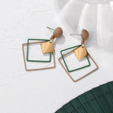 POXAM New Korean Statement Earrings for women Green Cute Arcylic Geometric Dangle Drop Gold Earings Brincos  Fashion Jewelry daiiibabyyy