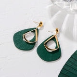 POXAM New Korean Statement Earrings for women Green Cute Arcylic Geometric Dangle Drop Gold Earings Brincos  Fashion Jewelry daiiibabyyy