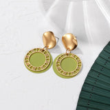 POXAM New Korean Statement Earrings for women Green Cute Arcylic Geometric Dangle Drop Gold Earings Brincos  Fashion Jewelry daiiibabyyy