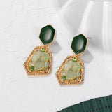 POXAM New Korean Statement Earrings for women Green Cute Arcylic Geometric Dangle Drop Gold Earings Brincos  Fashion Jewelry daiiibabyyy