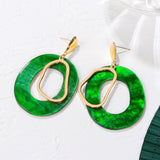 POXAM New Korean Statement Earrings for women Green Cute Arcylic Geometric Dangle Drop Gold Earings Brincos  Fashion Jewelry daiiibabyyy