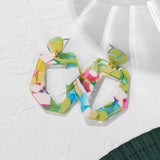 POXAM New Korean Statement Earrings for women Green Cute Arcylic Geometric Dangle Drop Gold Earings Brincos  Fashion Jewelry daiiibabyyy