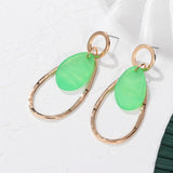 POXAM New Korean Statement Earrings for women Green Cute Arcylic Geometric Dangle Drop Gold Earings Brincos  Fashion Jewelry daiiibabyyy