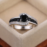 Huitan Special-interest Black Stone Women Wedding Ring Dazzling Crystal Zircon Delicate Gift Top Quality Female Classic Jewelry daiiibabyyy