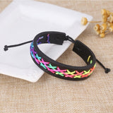ZOSHI Braided Blue Color Leather Bracelets for Men Armband Heren Trendy Genuine Leather Bracelets with Magnetic Buckle daiiibabyyy