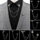 Man Suit Shirt Collar Tassel Chain Lapel Pin Brooch Dragon Badge Retro Pins Wedding Dress Party Dance Neckware Accessories daiiibabyyy