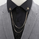 Man Suit Shirt Collar Tassel Chain Lapel Pin Brooch Dragon Badge Retro Pins Wedding Dress Party Dance Neckware Accessories daiiibabyyy