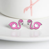 Cartoon Enamel Birds Flamingo Stud Earrings Ear Accessories Cute Fruit Avocado Ice Cream Earings For Girl Statement Jewelry daiiibabyyy