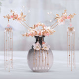 FORSEVEN Women Girls Flower Pearls Long Tassel Headpieces Hairpins Sticks Hair Combs Jewelry Sets Chinese Hair Accessories daiiibabyyy