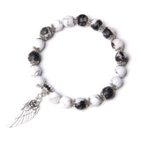 Handmade Silver Color Rose Angel Wing Pendant Bracelet Natural Pink Quartz Crystal Beads Charm Bracelet Women Romantic Jewelry daiiibabyyy