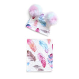 Baby Cotton Hat  Autumn Winter Children's Scarf Hat Sets  Bowknot Ear Baby Girl Boy Warm Beanies daiiibabyyy