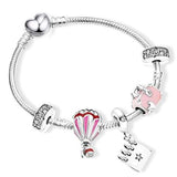 BRACE CO European Heart-shaped Pendant Charm Bracelet Fit Women's Jewellery Snake Chain Rose Gold Metal Fashion Fine Bracelets daiiibabyyy