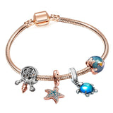 BRACE CO European Heart-shaped Pendant Charm Bracelet Fit Women's Jewellery Snake Chain Rose Gold Metal Fashion Fine Bracelets daiiibabyyy