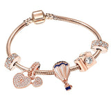 BRACE CO European Heart-shaped Pendant Charm Bracelet Fit Women's Jewellery Snake Chain Rose Gold Metal Fashion Fine Bracelets daiiibabyyy
