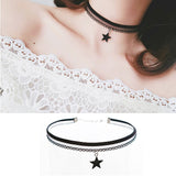 Handmade Velvet Lace Vintage Choker Necklace for Women Collar Torques Trendy Neck Jewelry Stretch Charm Gothic Punk Black Heart