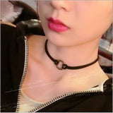 Handmade Velvet Lace Vintage Choker Necklace for Women Collar Torques Trendy Neck Jewelry Stretch Charm Gothic Punk Black Heart daiiibabyyy