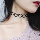 Handmade Velvet Lace Vintage Choker Necklace for Women Collar Torques Trendy Neck Jewelry Stretch Charm Gothic Punk Black Heart daiiibabyyy