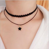 Handmade Velvet Lace Vintage Choker Necklace for Women Collar Torques Trendy Neck Jewelry Stretch Charm Gothic Punk Black Heart daiiibabyyy