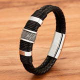 Woven Leather Rope Wrapping Special Style Classic Stainless Steel Men's Leather Bracelet Double-layer Design DIY Customization daiiibabyyy