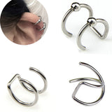 1pc Fashion stainless steel Punk Rock Ear Clip Cuff Wrap Earrings No piercing-Clip On Cartilage Wrap fake Earring daiiibabyyy