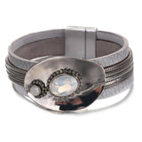 Amorcome Multi-type Stars Leaf Flower Round Charm Leather Bracelets for Women Multilayer Wide Wrap Bracelet Wristband Pulseira daiiibabyyy