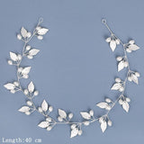 Pearl Rhinestone Headband Hair Accessories For Women Wedding Accessories Bride Headband Leaf Flower Headband Decoration For Hair daiiibabyyy
