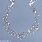 Pearl Rhinestone Headband Hair Accessories For Women Wedding Accessories Bride Headband Leaf Flower Headband Decoration For Hair daiiibabyyy