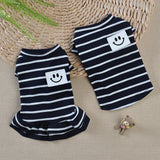 Pet Clothes Black And White Stripe Dress T-shirts Lovers Suit Dog Clothes Small Medium Cats Dogs Skirts Cat Dress Pet Supplies