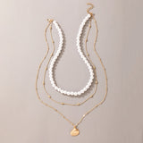 Tocona Luxury Pearl Stone Shell Pendant Necklace for Women Summer Star Heart Chain Choker Necklace Bohemian Jewelry Gift daiiibabyyy