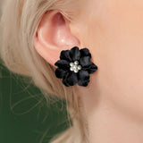 Sexy Woman Black Flower Earrings Party Club Accessories Ear Stud Earrings Fashion Jewelry Korean Pearl Earrings Moda Mujer 2021 daiiibabyyy