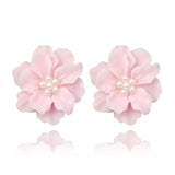 Sexy Woman Black Flower Earrings Party Club Accessories Ear Stud Earrings Fashion Jewelry Korean Pearl Earrings Moda Mujer 2021 daiiibabyyy