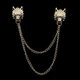 Man Suit Shirt Collar Tassel Chain Lapel Pin Brooch Dragon Badge Retro Pins Wedding Dress Party Dance Neckware Accessories daiiibabyyy