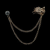 Man Suit Shirt Collar Tassel Chain Lapel Pin Brooch Dragon Badge Retro Pins Wedding Dress Party Dance Neckware Accessories daiiibabyyy
