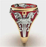 Milangirl Creative Personality King Horse Two-tone Knight Rings for Men Hip Hop Punk Style Fashion  Rings daiiibabyyy