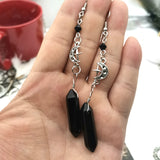 Witch Quartz Crystal Crescent Earrings, Gothic Mermaid Day Wedding, Mysterious Bohemian Crystal Accessories, Jewelry Earrings daiiibabyyy
