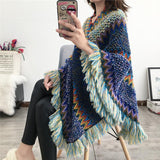 Swyivy Pullover Women Knitting Poncho Capes Autumn New 2020 Female Fashion Bohemian Poncho Cloak Tassel Winter Clothing daiiibabyyy