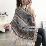 Swyivy Pullover Women Knitting Poncho Capes Autumn New 2020 Female Fashion Bohemian Poncho Cloak Tassel Winter Clothing daiiibabyyy