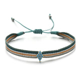 ZMZY Bohemian Handmade Woven Rope Chain Bracelet Ethnic Adjustable Crystal Heart Charms Bracelets for Women Girl Cuff Jewelry daiiibabyyy