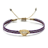 ZMZY Bohemian Handmade Woven Rope Chain Bracelet Ethnic Adjustable Crystal Heart Charms Bracelets for Women Girl Cuff Jewelry daiiibabyyy