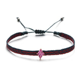 ZMZY Bohemian Handmade Woven Rope Chain Bracelet Ethnic Adjustable Crystal Heart Charms Bracelets for Women Girl Cuff Jewelry daiiibabyyy